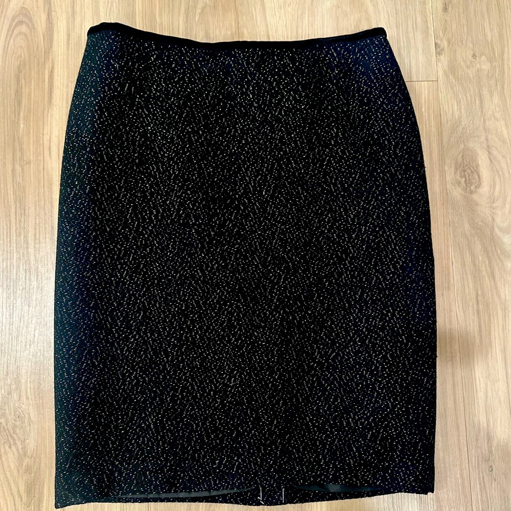 NWT Talbots Black and Gold Pencil Skirt
